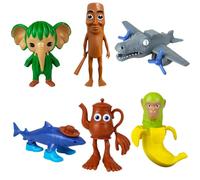 JhavexToy 6 Pieces T-ung T-ung Sahur Figures, Tralalero Tralala Figures, 3D Printed Italian Brain Red Toy, Collectible Figure, for Collection and Decoration