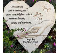 JHB Heart Shape Pet Dog Memorial Stones, Personalized Pet Dog Grave Markers Headstones Garden Stones for Garden Backyard Tombstones, Perfect Pet Dog Memorial Gifts Loss Gifts Sympathy Gifts