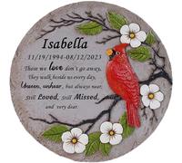 JHB Personalized Human Memorial Garden Stone Cardinal Memorial Plaque Headstone for Graves Tombstone Engraved Garden Memorial Stepping Stone for Loved Ones Memorial Day Grave Decoration