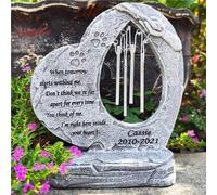 JHB Personalized Pet Cat Memorial Stones with Wind Chimes, Custom Pet Cat Garden Stones Grave Markers, Sympathy Pet Cat Memorial Gifts Dog Headstone Dog Tombstones Outdoor Indoor Decoration