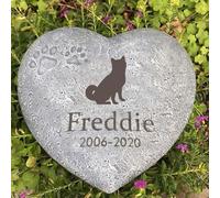 JHB Personalized Pet Memorial Garden Stone Engraved with Silhouettes Name Dates, Heart Shape Pet Grave Markers for Dog Cat Cat Tombstone Dog Headstone Memorial Garden Stepping Sotne