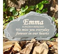 JHB Personalized Pet Memorial Stones for Dog Cat Laser Engraved with Any Message, Dog Headstone Cat Tombstone Grave Makers Outdoor Decorative Memorial Garden Stone for Any Animal Loss Pet Memory Gift