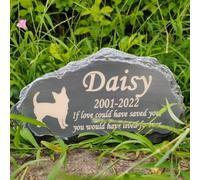 JHB Personalized Rockery Pet Memorial Stones with Pet Silhouettes, Waterproof Cat Grave Makers Dog Headstone Outdoor Decorative Memorial Garden Stone Any Animal Tomstone Loss of Dog Cat Keepsake Gifts
