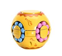 JHBEMAXS Rotating Bean 3D Puzzle Magic Cube Fidget Spinner Toys Anti Stress Sensory Gift for Kids Adults (Yellow)