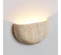 JHBHQKX Modern Yellow Travertine Wall Sconce G9 Stone Shade Wall Light Japanese Style Wabi-Sabi Art Lighting Fixture for Farmhouse, Foyer, Entryway