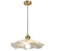 JHBHQKX Nordic Glass Brass Chandelier Homestay Bar Aisle Porch Restaurant Cafe Light Single Head Lotus Leaf Pendant Light E27