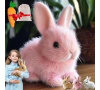 Jhbsou Bunny Pal - Sherum Bunny Pal, Yoolif/Fanyil/Bunny Pal, Yoolif Bunnypal, Petsboro Bunnypal, Bunby - My Realistic Bunny Toy, That Moves Jumping, Twitching, And Shaking Ears, Handmade (Pink)
