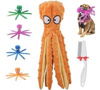 Jhbsou Whiskerspot Com Octopus Toy, Whiskerspot Eco-Friend Octopus Plush, Stuffing Free No Stuffing Plush Dance Octopus Toy for Aggressive Chewers Dogs Toys for Puppy, Small to Large Dogs (Orange)