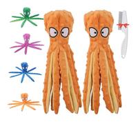 Jhbsou Whiskerspot Com Octopus Toy, Whiskerspot Eco-Friend Octopus Plush, Stuffing Free No Stuffing Plush Dance Octopus Toy for Aggressive Chewers Dogs Toys for Puppy, Small to Large Dogs (2*Orange)
