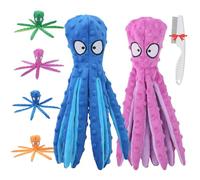 Jhbsou Whiskerspot Com Octopus Toy, Whiskerspot Eco-Friend Octopus Plush, Stuffing Free No Stuffing Plush Dance Octopus Toy for Aggressive Chewers Dogs Toys for Puppy, Small to Large Dogs (2*C)