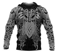 JHBTFQ Odin Hoodie Viking Bearded Man Mjölnir Aegishjalmur 3D Printed Casual Sweatshirts Jacket,Hoodie,5XL