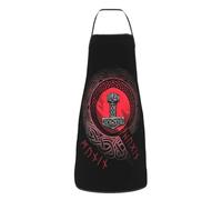 JHBTFQ Viking BBQ Chef Apron 3D Printed Norse Mythology Polyester Gothic Kitchen Cooking Gardener Apron,Mjölnir