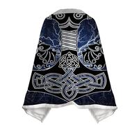 JHBTFQ Viking Print Shawl Blanket Faux Fleece-lined Travel Work Cosplay Warm Throws Winter Lap Blankets Nordic Gifts,Thunder Hammer,L