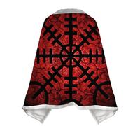 JHBTFQ Viking Print Shawl Blanket Faux Fleece-lined Travel Work Cosplay Warm Throws Winter Lap Blankets Nordic Gifts,Aegishjalmur,M