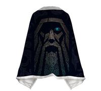 JHBTFQ Viking Print Shawl Blanket Faux Fleece-lined Travel Work Cosplay Warm Throws Winter Lap Blankets Nordic Gifts,God of Odin,XL
