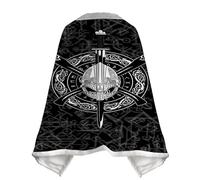 JHBTFQ Viking Print Shawl Blanket Faux Fleece-lined Travel Work Cosplay Warm Throws Winter Lap Blankets Nordic Gifts,Berserker,S