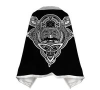 JHBTFQ Viking Print Shawl Blanket Faux Fleece-lined Travel Work Cosplay Warm Throws Winter Lap Blankets Nordic Gifts,Viking Warrior,L
