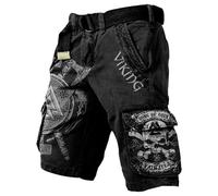JHBTFQ Viking Shorts for Mens 3D Printed Odin Myth Travels Hiking Cargo Pants Summer Beach Trunks Nordic Gift,Sons Of Odin,L