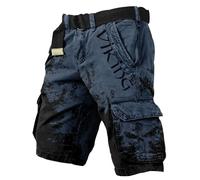 JHBTFQ Viking Summer Shorts 3D Printing Valhalla Skull with Vegvisir Odin Runes Men's Hiking Pants Training/Sports/Beach Trunks Nordic Gift,Dark Blue,L