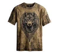 JHBTFQ Viking T-Shirt for Men's 3D Printed Summer Linen Short Sleeve Yggdrasil/Tree of Life Women Tops Nordic Gift,Celtic Wolf,M