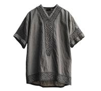 JHBTFQ Viking T-Shirt for Men's 3D Printed Summer Linen Short Sleeve Yggdrasil/Tree of Life Women Tops Nordic Gift,Gray,M