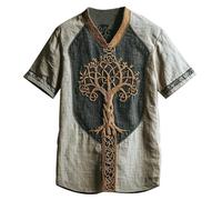 JHBTFQ Viking T-Shirt for Men's 3D Printed Summer Linen Short Sleeve Yggdrasil/Tree of Life Women Tops Nordic Gift,Tree of Life C,L