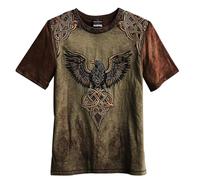 JHBTFQ Viking T-Shirt for Men's 3D Printed Summer Linen Short Sleeve Yggdrasil/Tree of Life Women Tops Nordic Gift,Odin Raven,M