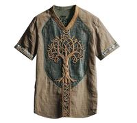 JHBTFQ Viking T-Shirt for Men's 3D Printed Summer Linen Short Sleeve Yggdrasil/Tree of Life Women Tops Nordic Gift,Yggdrasil 05,XL