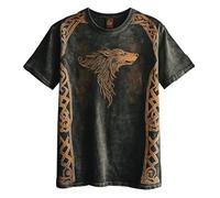 JHBTFQ Viking T-Shirt for Men's 3D Printed Summer Linen Short Sleeve Yggdrasil/Tree of Life Women Tops Nordic Gift,Fenrir Wolf,4XL