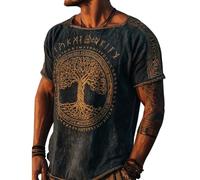 JHBTFQ Viking T-Shirt for Men's Yggdrasil/Tree of Life 3D Printed Summer Linen Short Sleeve Medieval Nordic Gift,Yggdrasil,4XL