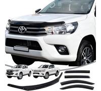 JHCHAN Wind Deflectors and Bonnet Guard Set for Toyota Hilux 16-20 MK8 | Tinted Smoke Bug Shield Stone Deflector & Window Rain Guard for Hilux Active Icon Invincible Double Cab Pickup Accessories