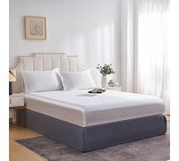 JHCHMX White Satin Fitted Sheet Super King,Ultra Soft Deep Pocket Silk Bottom Bed Fitted Sheet,1 fitted sheet only White 180x200cm