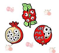 JHCHUYI 3Pcs Funny Big Eyeball Pomegranate Brooch Cute Cartoon Pomegranate Flower Badge Rich Vitamin Pomegranate Fruit Brooch Alloy Jewelry "Let Me See" Text Backpack Pin Suitable for Decorating