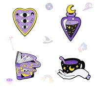JHCHUYI 4Pcs Skull Magic Book Enamel Badge Starry Sky Magic Bottle Lapel Pin Star and Moon Magic Cup Enamel Pin Magic Love Starry Sky Series Alloy Brooch is Suitable for Daily Decoration of Clothes