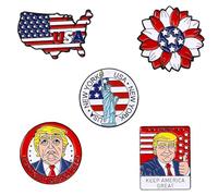 JHCHUYI 5Pcs Cartoon American Presidential Campaign Trump Badge, American Map, Stars and Stripes, Corsage, Independence Day Enamel Pin, Statue of Liberty Alloy Enamel Badge, Commemorative Medal