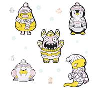 JHCHUYI 5Pcs Cartoon Cute Animal Brooch Penguin Little Devil Duck Seal Little Snake Good Friend Enamel Badge Warm Winter Hat Scarf Sweater Gloves Alloy Enamel Badge Suitable for Bags Backpack Clothes