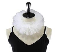 JHD Women Renaissance Tulle Fluffy Ruffled Fake Collar Vintage Layered Mesh Small Neck Ruff Lace-Up Decorative Clown Choker Wrap Cosplay Costume Props