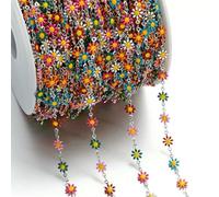 Jhdwu 1M Cute Daisy Copper Enamel Gold/Steel Color Chain For Jewelry Making Sun Flowers Link Chains DIY Necklace Bracelet Supplies