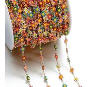 Jhdwu 1M Cute Daisy Copper Enamel Gold/Steel Color Chain For Jewelry Making Sun Flowers Link Chains DIY Necklace Bracelet Supplies