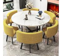 JHDXL Kitchen Breakfast Bar Table And Chair Set, Round Negotiation Reception Tables And Chairs Combination, Space-Saving Furniture Office Conference Tables (Color : Khaki)