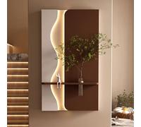 JHDXL Sandstone Decor Wall Art Painting, Plug-in LED Wall Art Decoration, with Artificial Plants, Glass Vase & Rabbit Statue, for Entrance Hall(Brown 3,60 * 110cm/23.6 * 43.3in)