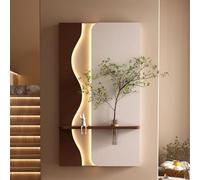 JHDXL Sandstone Decor Wall Art Painting, Plug-in LED Wall Art Decoration, with Artificial Plants, Glass Vase & Rabbit Statue, for Entrance Hall(Brown 4,50 * 90cm/19.7 * 35.4in)