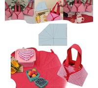 JHDZ DIY Fabric Foldable Food Basket Sewing Template - with Instructions, Handbag Quilting Template, Patchwork Stencils Basket Bag Template Sewing Ruler for DIY Bag Making,12 in