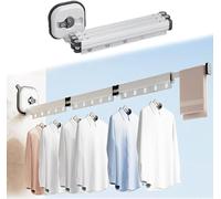 JHDZ Hemerch Retractable Clothes Drying Rack,Retractable Wall Mounted Clothes Hanger Rack,Suction Cup Clothes Drying Rack,Portable Clothes Drying Rack for Home Organizers,3 Folding White