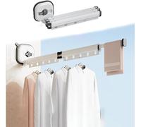 JHDZ Hemerch Retractable Clothes Drying Rack,Retractable Wall Mounted Clothes Hanger Rack,Suction Cup Clothes Drying Rack,Portable Clothes Drying Rack for Home Organizers,2 Folding White