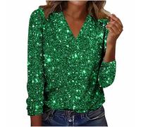 Jhebecneks Sequin Blouse for Women Uk Shimmer Glitter Shirts Sparkle Tops Long Sleeve Crewneck Tshirts Baggy Elegant Tee Shirt Party Club Casual Soft Comfy Tunic Top Evening Plus Size