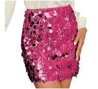 Jhebecneks Sequin Skirt for Women Stretchy Sparkly Skirts Slim Fit Bodycon Mini Dress Gold Red Multicolor Half Dresses Bodycon Elastic Waist a Line Streetwear Glitter Hip Wrap Club Party Wear