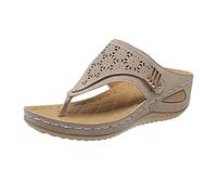 Jhebecneks Womens Orthopedic Flip Flops Ladies Slip On Athletic Yoga Mat Memory Foam Cushion Thongs Sandals Comfy Plantar Fasciitis Arch Support Bohemian Walking Sandals