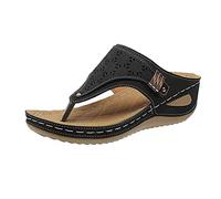 Jhebecneks Womens Orthopedic Flip Flops Ladies Slip On Athletic Yoga Mat Memory Foam Cushion Thongs Sandals Comfy Plantar Fasciitis Arch Support Bohemian Walking Sandals