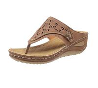 Jhebecneks Womens Orthopedic Flip Flops Ladies Slip On Athletic Yoga Mat Memory Foam Cushion Thongs Sandals Comfy Plantar Fasciitis Arch Support Bohemian Walking Sandals